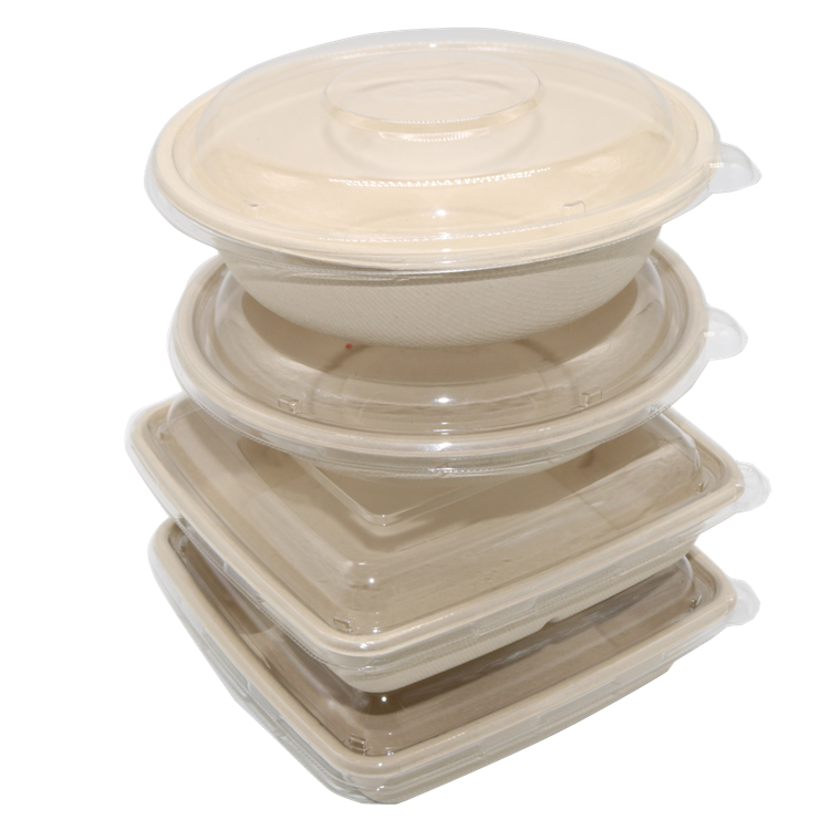 900ml Fruit Trays With Lid Disposable Biodegradable Natural Color Sugarcane <a href=https://www.bagasseproduct.com/Bagasse-tray.html target='_blank'>Bagasse tray</a>