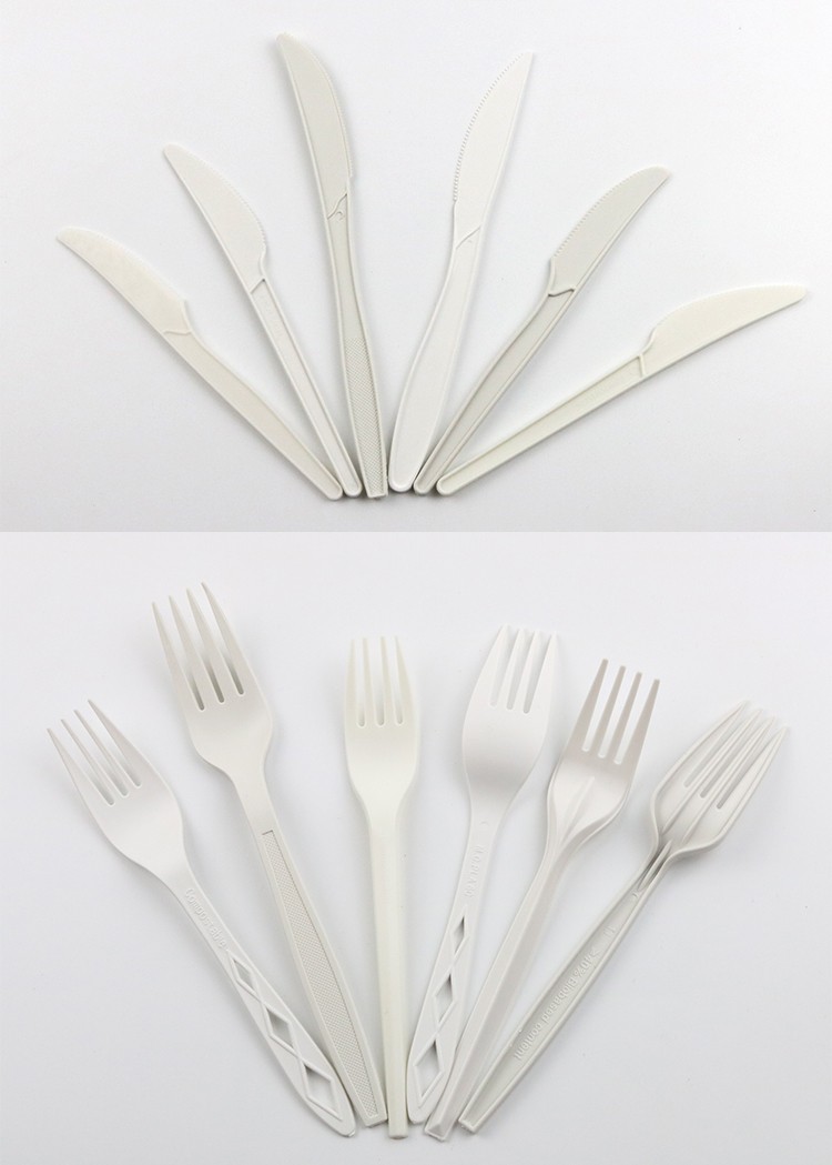 Disposable Biodegradable PLA Knife Fork Spoon Compostable starch Cutlery 