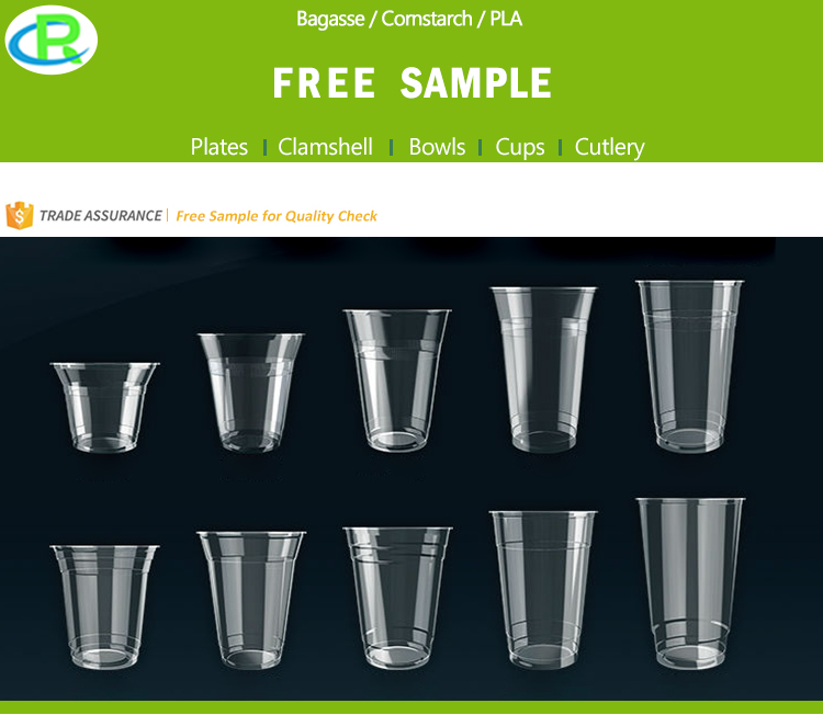 100% Biodegradable Compostable PLA Clear Cup